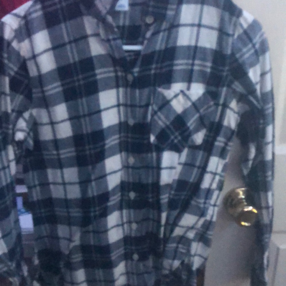 A blue and white flannel